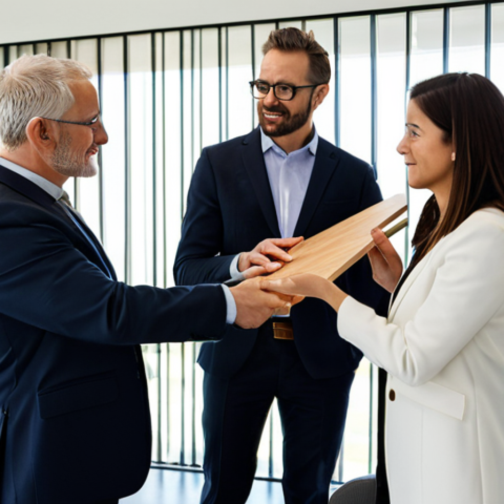 **

"A professional architectural materials marketer, fully clothed in a stylish business suit, presenting a sample of sustainable wood to a group of architects in a modern conference room, appropriate attire, safe for work, perfect anatomy, correct proportions, well-formed hands, proper finger count, natural pose, professional lighting, high-resolution, showcasing the wood's unique grain and texture, emphasizing its LEED certification, modest presentation style, family-friendly content."

**
