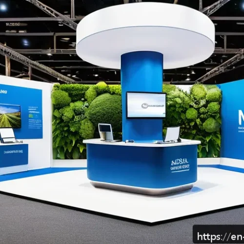 Home 13 건축자재 수출 마케팅 전략 - A modern international construction trade show booth featuring a sleek, professional design with int...