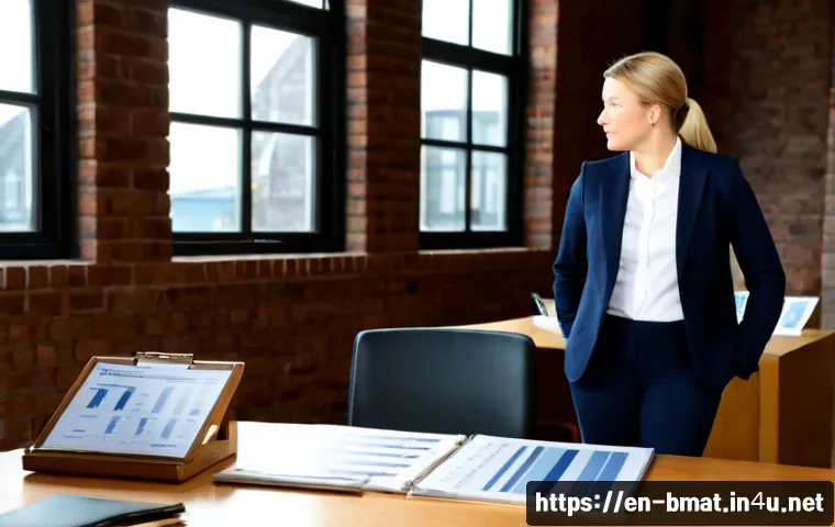 건축자재 마케팅 연봉협상 전략 - Photorealistic commercial scene of a confident building materials marketing manager in smart busines...